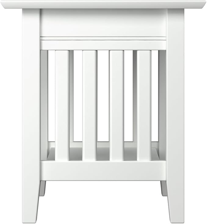 AFI, Mission End Table with Charging Station, White