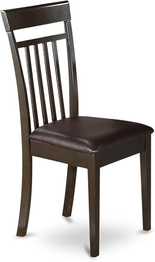 East West Furniture ANCA5-CAP-LC 5 Piece Dinette Set for 4 Includes a Round Kitchen Table with Pedestal and 4 Faux Leather Upholstered Dining Chairs, 36x36 Inch, Cappuccino