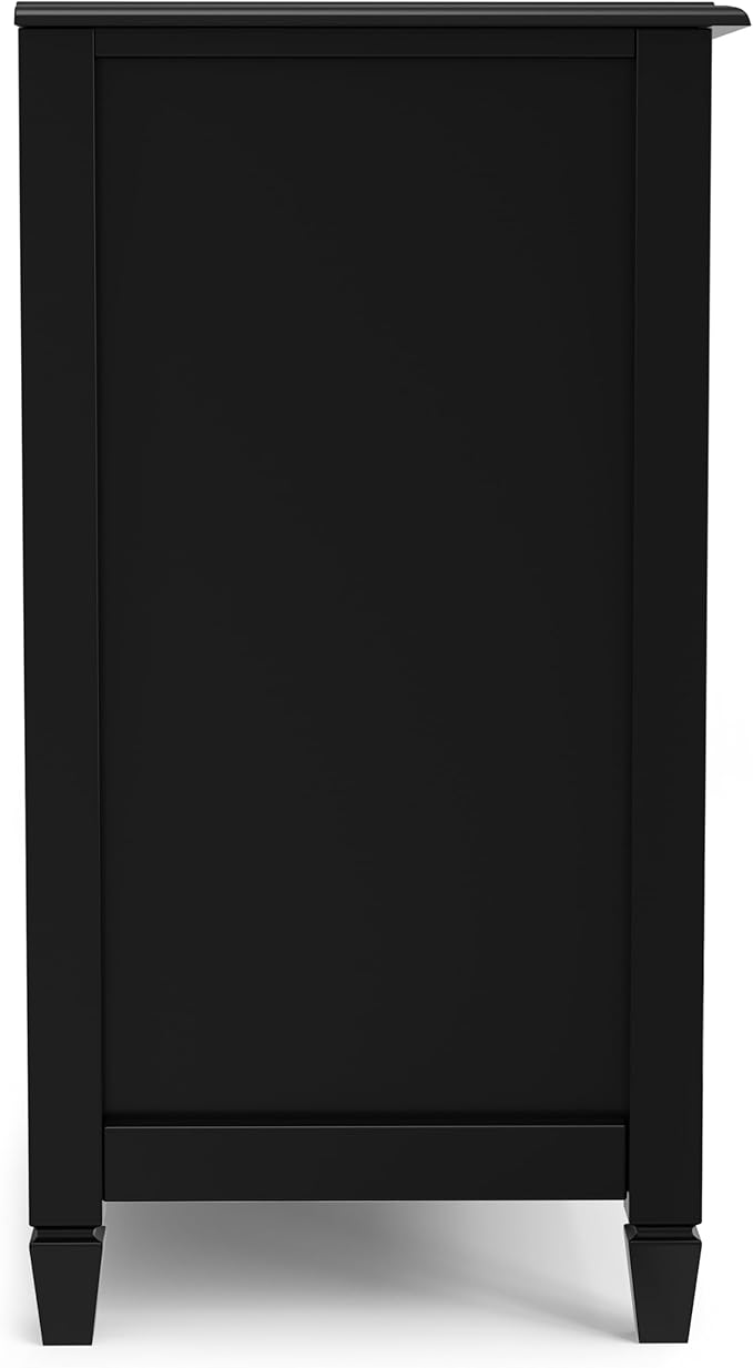 SIMPLIHOME Connaught Solid Wood 60 inch Wide Traditional Wide Storage Cabinet Buffet in Black for The Living Room, Entryway and Family Room