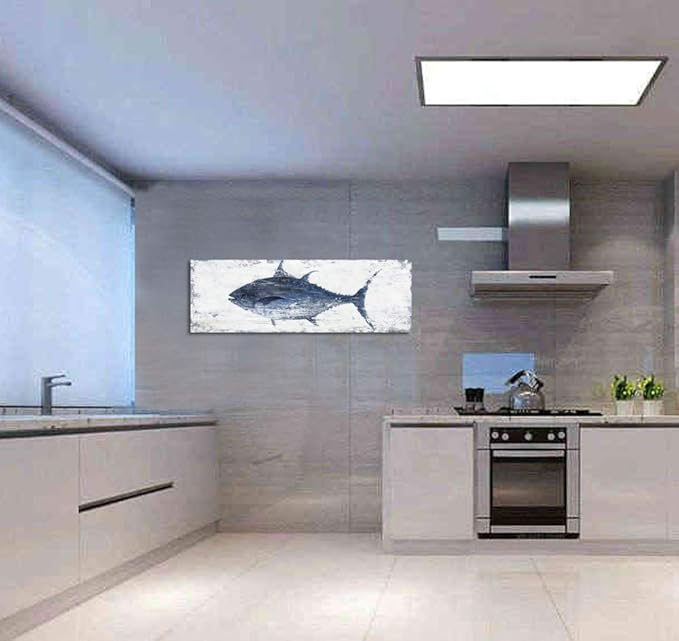 Yihui Arts Canvas Wall Art Abstract Fish Canvas Art- One Panels Nordic Minimalist Painting Large Pictures Canvas Artwork Framed for Home Office Decor