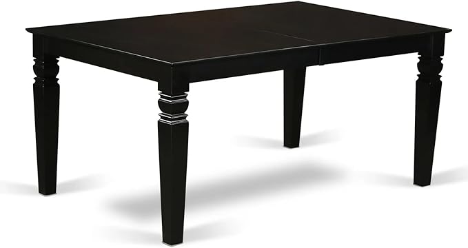 East West Furniture LGX19-BLK-24 -9 Piece Dining Set Includes a Rectangular Kitchen Table with Black Tabletop and 8 Stackable Polyester Fabric Chairs, Black