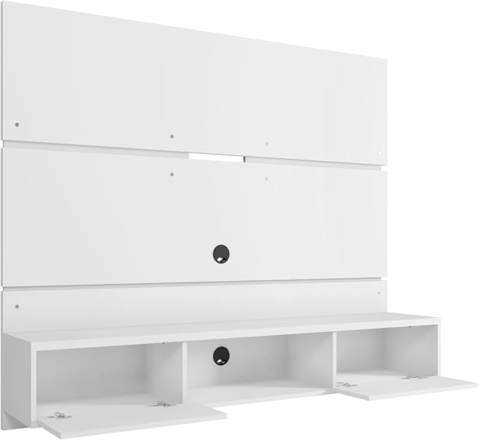 Manhattan Comfort Vernon 62" Floating Entertainment Center, Wall Mounted TV Stand for 55'' Television with Concealed & Open Storage, Hole for Cable Management, White