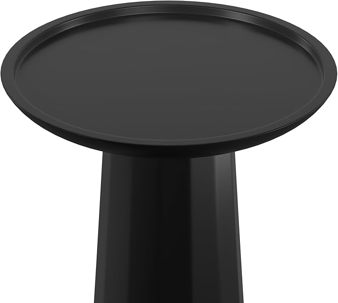 SIMPLIHOME Dayton Solid Mango Wood 13 Inch Wide Round Contemporary Wooden Accent Table in Black, Fully Assembled, for The Living Room and Bedroom