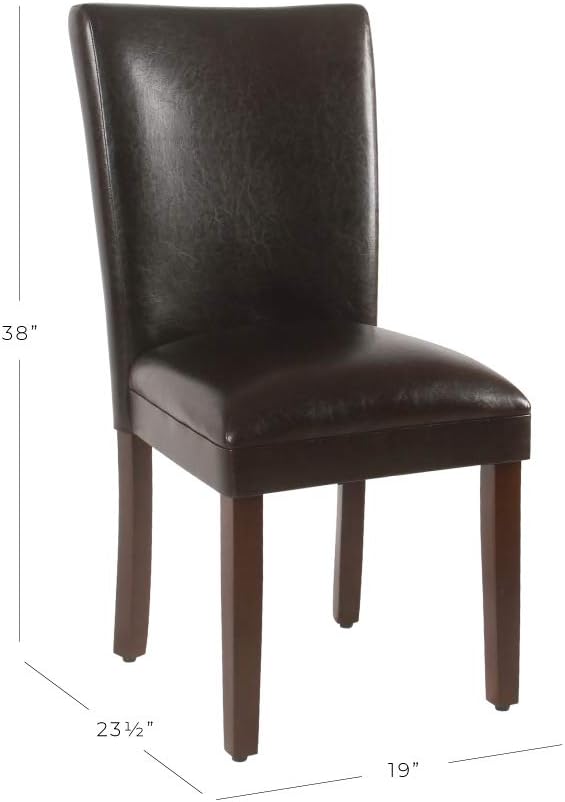 HomePop Parsons Upholstered Accent Dining Chair, Set of 2, Dark Brown Faux Leather