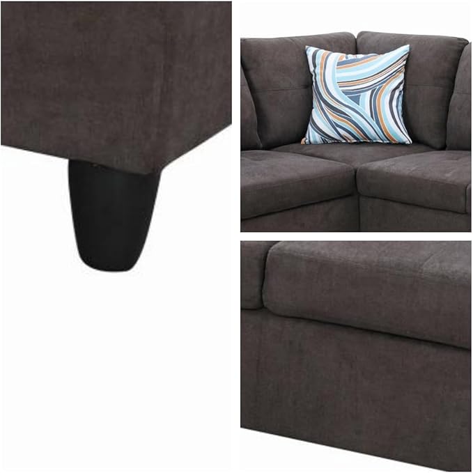 NAYSAYE Sectional Couch with Ottoman Storage, L Shaped Couch Sofa Furniture Sets, Modern Comfy Modular Comfy Sofa for Living Room Bedroom, Office and Apartment, Brown
