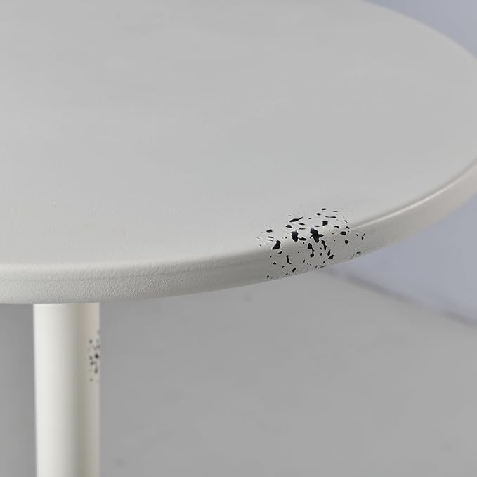 Diwhy Industrial Pub Table 23.6" Iron Round Desktop 37.4" Height Cast Iron Bar Table Antique White