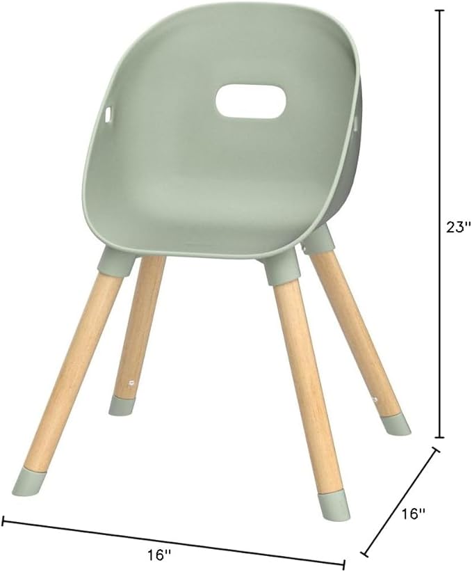 Lalo The Play Chair, Wooden and Non-Toxic Plastic Kids and Toddler Chair - Sturdy Bucket Seat and Easy to Clean Kids Chair with up to 200 lb. Weight Capacity, Set of 2 - Sage