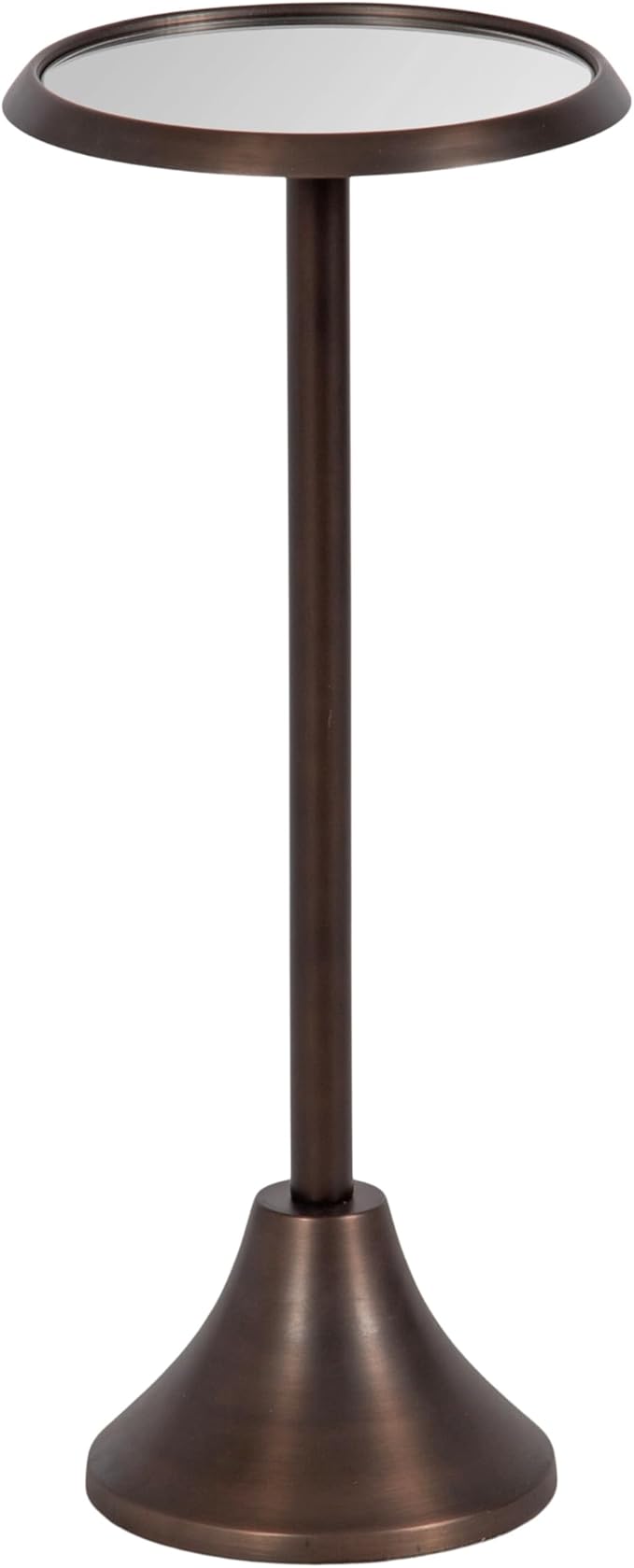 Kate and Laurel Sanzo Modern Pedestal Drink Table; 10 x 10 x 23; Antique Bronze; Decorative End Table with Mirrored Tabletop for Use as Small Plant Stand or Cute Martini Table