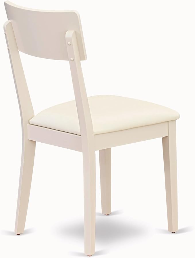 East West Furniture DMAD3-LWH-LC 3 Piece Dinette Set for Small Spaces Contains a Round Dining Table with Dropleaf and 2 Faux Leather Dining Room Chairs, 42x42 Inch, Linen White