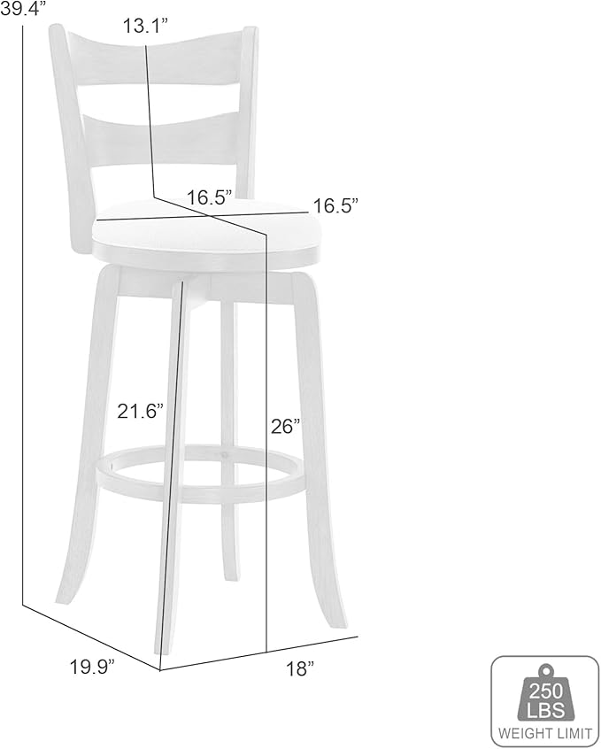Armen Living Blair 26 in. Putty Brown Counter Height Rubberwood Swivel Barstool with Cream Fabric Seat - Set of 2