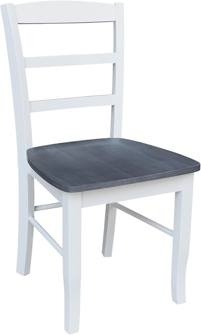 IC International Concepts Set of Two Madrid Ladderback Dining Chairs, White/Heather Gray
