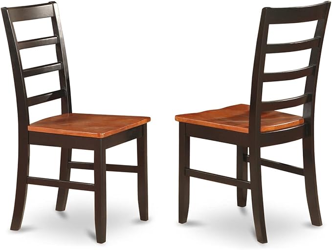 East West Furniture DLPF5-BCH-W 5 Piece Dinette Set for 4 Includes a Round Dining Room Table with Dropleaf and 4 Dining Chairs, 42x42 Inch, Black & Cherry