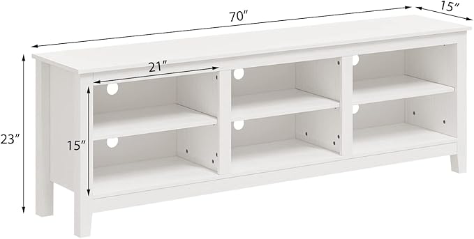Panana TV Stand with 6 Cubby for 75 inch TV, Television Stands Entertainment Center Media Stand TV Table for Living Room, Bedroom (White 70 inch)