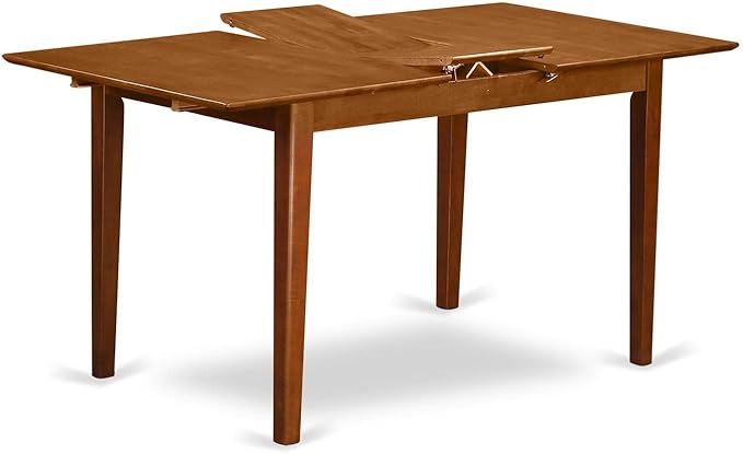 East West Furniture PSNA5-SBR-C 5 Piece Dinette Set for 4 Includes a Rectangle Dining Room Table with Butterfly Leaf and 4 Linen Fabric Kitchen Dining Chairs, 32x60 Inch, Saddle Brown