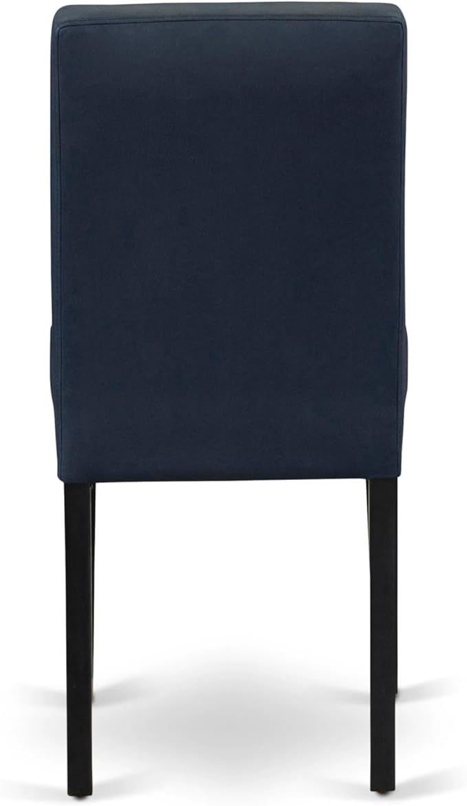 East West Furniture LGAS7-BLK-09 7 Piece Dining Table Set Consists A Wooden Table and 6 Dark Navy Blue Polyester Fabric Modren Dining Chairs with Stylish Back- Black Finish