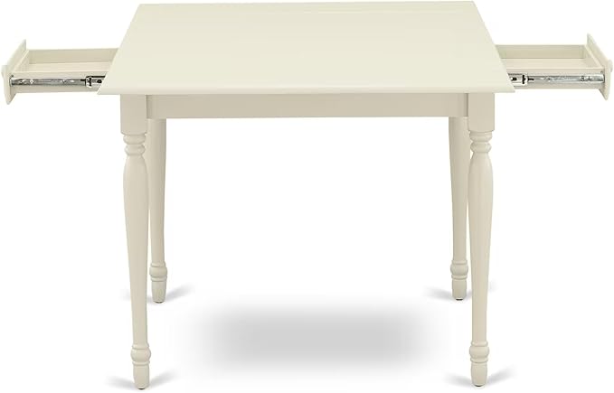 East West Furniture MZNO3-LWH-W 3 Piece Kitchen Table Set for Small Spaces Contains a Rectangle Dining Room Table with Dropleaf and 2 Solid Wood Seat Chairs, 36x54 Inch, Linen White