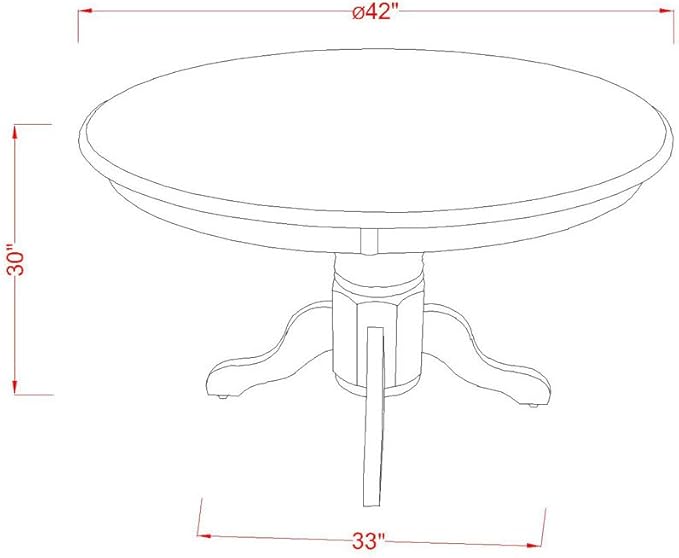 East West Furniture SHNO5-LWH-W 5 Piece Kitchen Table & Chairs Set Includes a Round Dining Room Table with Pedestal and 4 Solid Wood Seat Chairs, 42x42 Inch, Linen White