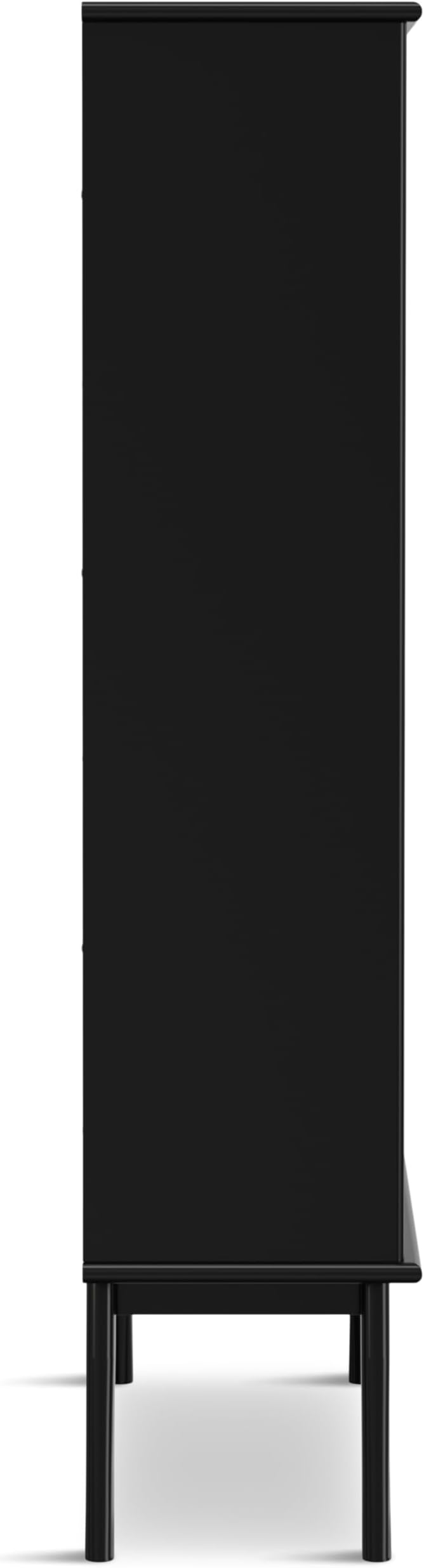 SIMPLIHOME Draper Bookcase - 64 inch Tall Solid Hardwood Wide Storage Bookshelf in Black, Mid-Century Modern Storage for Living Room, Study Room or Office with Adjustable Shelves and Tapered Legs