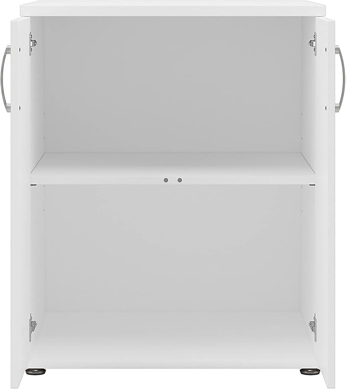 Bush Business Furniture Universal Floor Cabinet with Doors, Vertical Office Storage Unit with Adjustable Shelving for Workspace, White