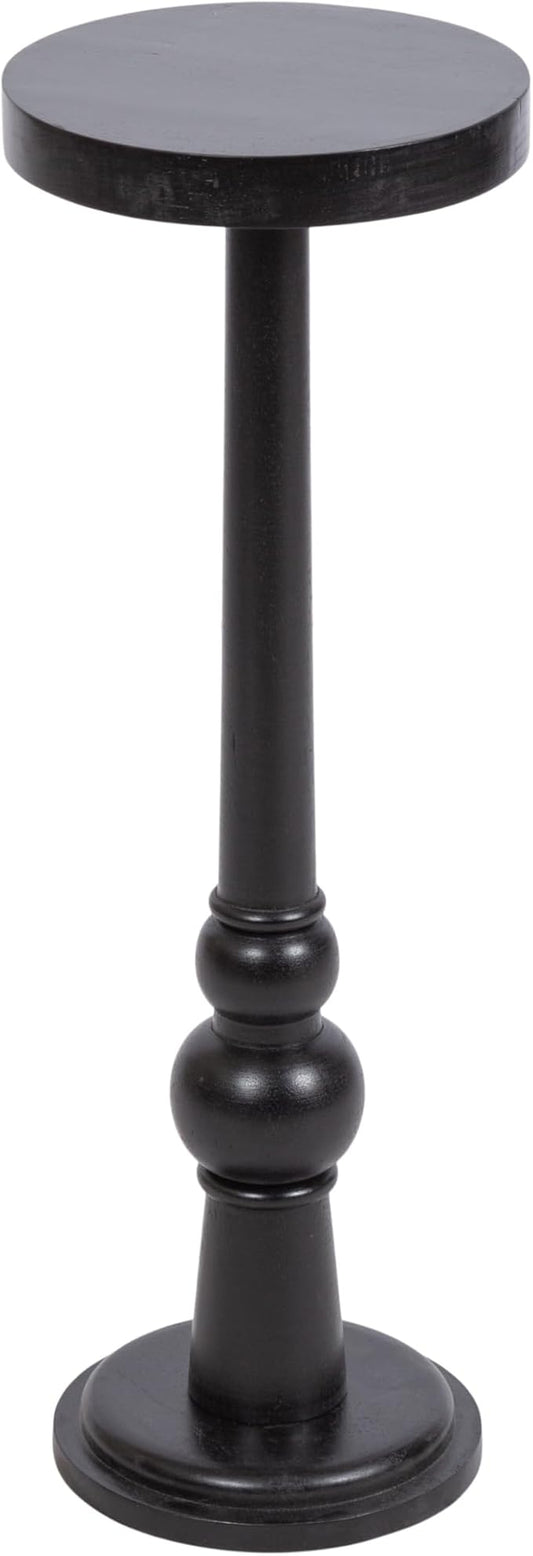Kate and Laurel Wegner Traditional Wooden Round Drink Table, 8 x 23, Black, Elegant and Durable Pedestal Table for Use as Small Drink Table, Plant Stand, or Decorative Item Display