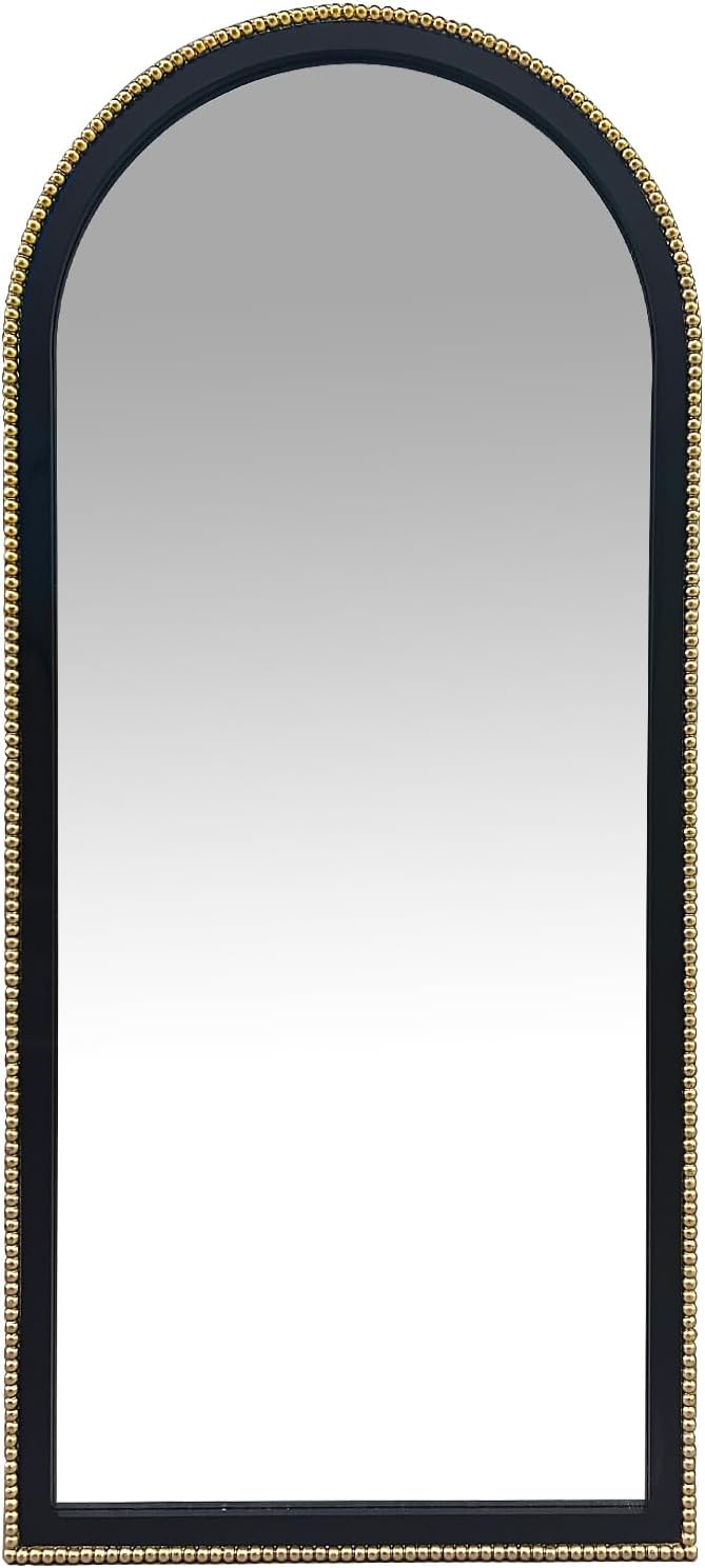 WAMIRRO Ornate Full Long Mirror, Arched Black Carved Morden Luxury Living Room Decorative Ornate Mirorrs for Entryway Firplace Mantel Hallway 24"X53"