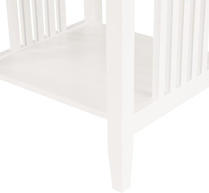 OSP Home Furnishings Sierra Side Table with Lower Storage Shelf and Mission Style Side Panels, White