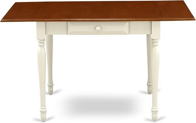 East West Furniture MZCL5-WHI-W 5 Piece Dinette Set for 4 Includes a Rectangle Dining Room Table with Dropleaf and 4 Kitchen Dining Chairs, 36x54 Inch, Buttermilk & Cherry