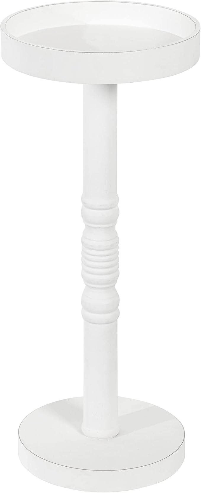 Kate and Laurel Bellport Farmhouse Drink Table, 10 x 10 x 22, White, Decorative Coastal Cocktail Table with Round Tabletop and Colonial Base for Farmhouse Décor