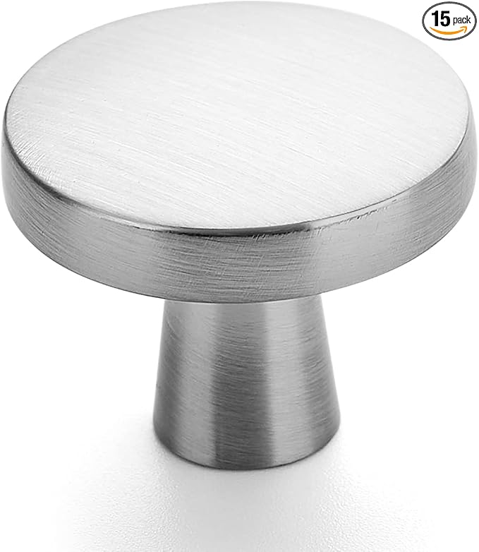 Ravinte 15 Pack Drawer Pulls 1-1/4 Inch Kitchen Cabinet Knobs Brushed Nickel Round Dresser Drawer Knobs Solid Dresser Knobs Drawer Knobs Simple Cabinet Hardware for Cupboard Drawer Pulls