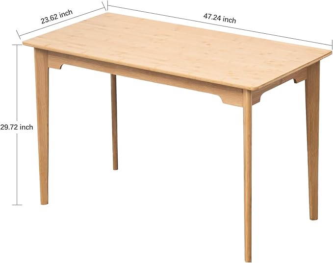 Maydear 47" Bamboo Writing Desk Multipurpose Table, Modern Simple Computer Desk Dining Table for Bedroom, Living Room, Home and Office, Kitchen