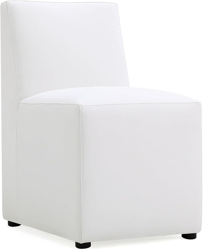 Manhattan Comfort Anna Square Modern Dining Chair with Head to Toe Faux Leather Upholstery and Plastic Foot Padding, Luxury Accent Furniture, Set of 2, Cream