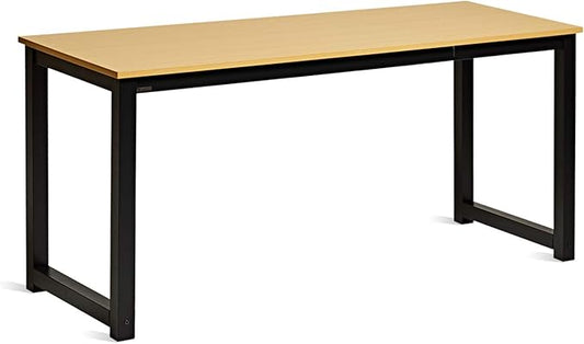 Decoholic 63 Inch Computer Desk, Home & Office PC Laptop Study Writing Table Workstation with Leg Bars, Modern Simple Industrial Style,Oak