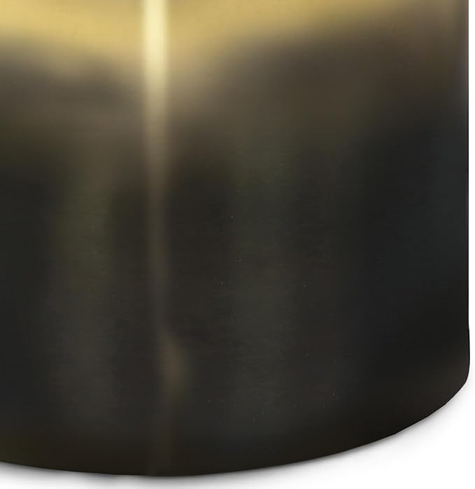 SIMPLIHOME Curtis Industrial 16 inch Wide Metal Metal Cylinder Accent Table in Ombre Black/ Gold, Fully Assembled for the Living Room and Bedroom