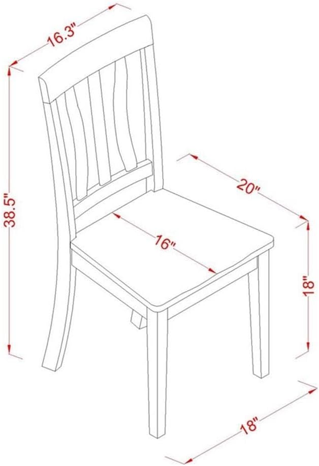 East West Furniture MZAN5-WHI-W 5 Piece Dinette Set for 4 Includes a Rectangle Dining Room Table with Dropleaf and 4 Kitchen Dining Chairs, 36x54 Inch, Buttermilk & Cherry