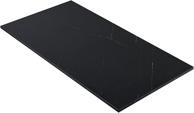 Kaboon Universal Tabletop 55"x27.5", Solid One-Piece Melamine Table Top, Double Desk L-Desk DIY, Home and Office Countertop, Cloud Atlas/Black Marble