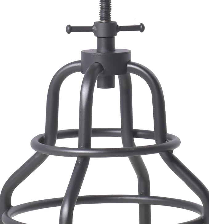 LOKKHAN Industrial Bar Stools-Swivel Leather Metal Bar Stool-20-27 Inch Tall Counter Height-Adjustable Kitchen Stool Dining Chair Cafe Stools (Set of 2)