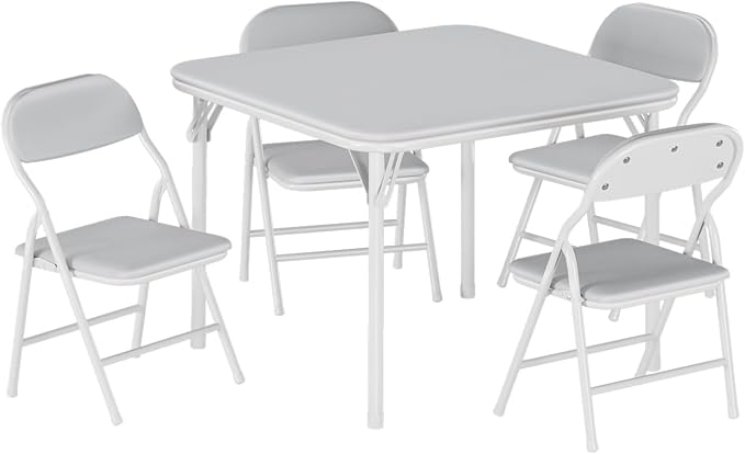 IDEALHOUSE 5 Piece Folding Kids Table and Chairs Set, Children Activity Table and Chairs Set for Dining Room,Daycare,Classrooms