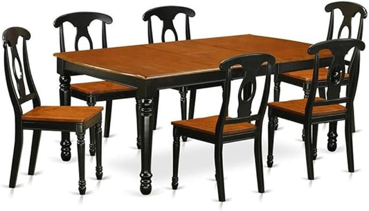 East West Furniture DOKE7-BCH-W 7 Piece Modern Dining Table Set Consist of a Rectangle Wooden Table with Butterfly Leaf and 6 Dining Room Chairs, 42x78 Inch, Black & Cherry