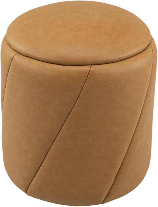 Get Set Style Modern Round Ottoman with Soft Padded Seat, Multifunctional Vanity Chairs for Makeup, Upholstered Footrest Stool Ottoman Foot Stool for Living Room, Bedroom