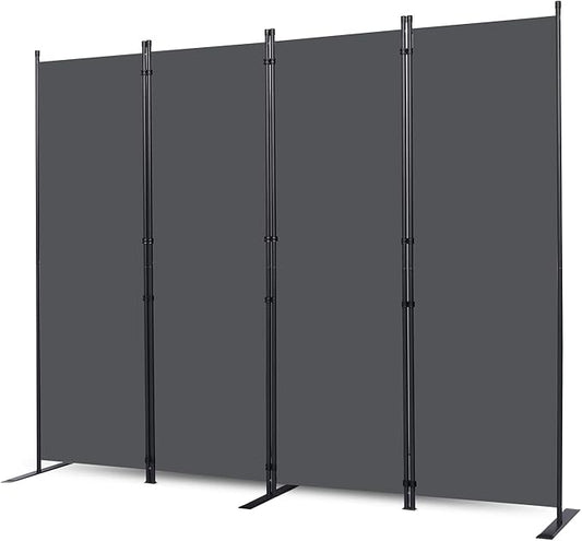 Wall Divider, 4 Panel Room dividers and Folding Privacy Screens with Wider Support Feet, 6 Ft Portable Privacy Screen for Room Separator, 88" W X 71" H, Grey