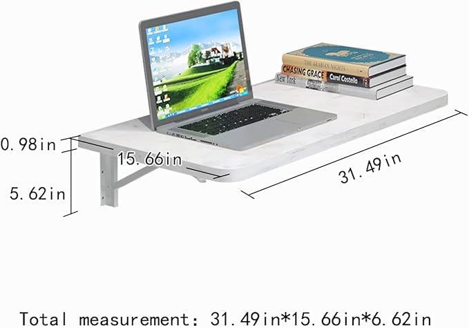 Pmnianhua Wall Mounted Desk,31'' Wall Mounted Drop Leaf Table,Drop Down Table,Folding Table,Fold Down Wall Desk,Floating Desk for Wall Laundry Room Bar Home Office Small Space(White)