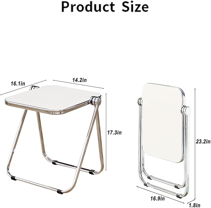16.2" × 14.1" Acrylic Folding Table, Small Lightweight End Table for Living Room, Bedroom and Small Room, Sturdy Metal Frame with No Assembly Required, Space-Saving Storage Design (Tawny)
