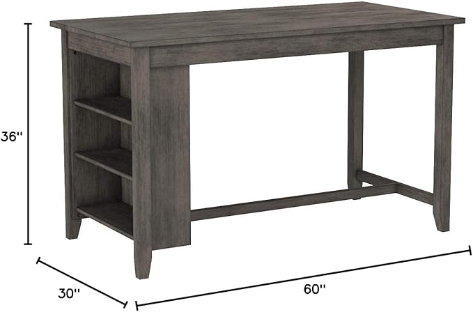 Signature Design by Ashley Caitbrook Rustic Counter Height Dining Table with Storage, Dark Gray
