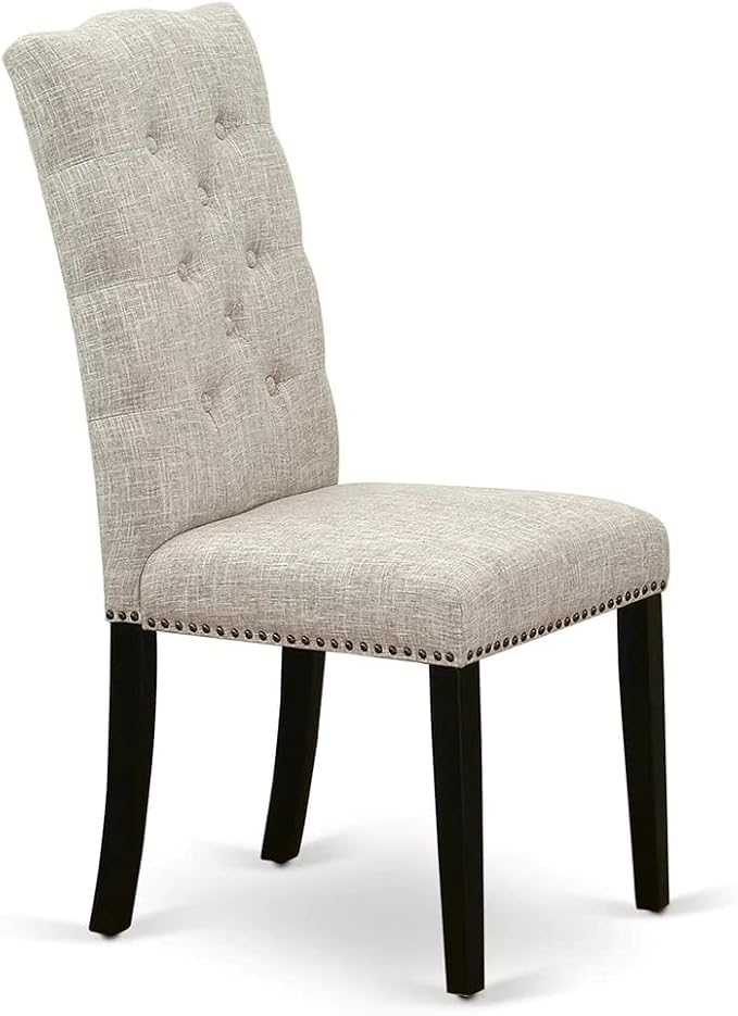 East West Furniture X627EL635-6 6 Piece Dining Table Set Contains a Rectangle Dining Room Table with X-Legs and 4 Doeskin Linen Fabric Parson Chairs with a Bench, 40x72 Inch, Multi-Color