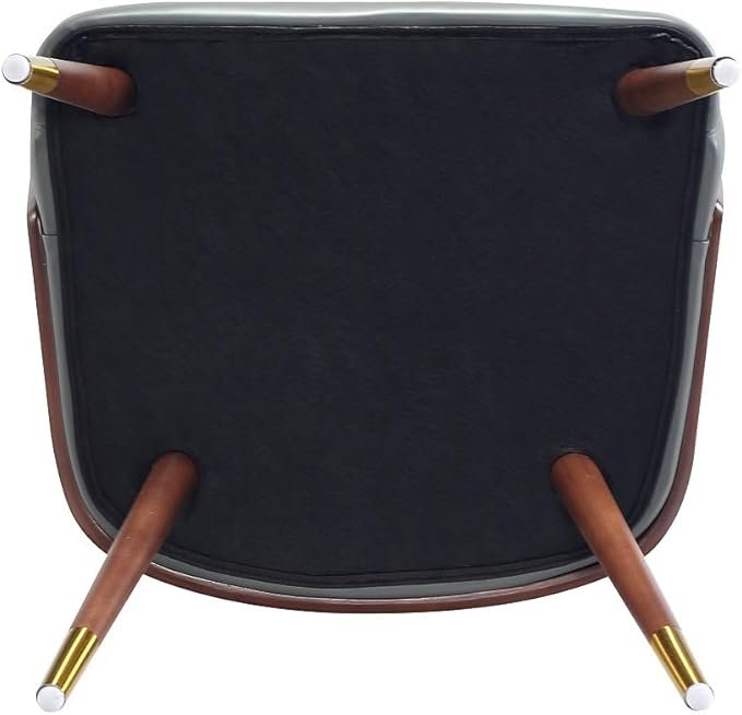 Manhattan Comfort Reeva Modern Dining Chair Upholstered in Tight Fit Leatherette, Accent Furniture with Solid Beech Wood Frame & Legs with Stylish Gold Tips, Graphite Grey