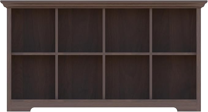 Cube Shelf Bookcase with Base - Wooden 2 Tiers Floor Standing Low Storage Cabinet for Home and Office, 8-Cube Lattice Bookshelf, Walnut