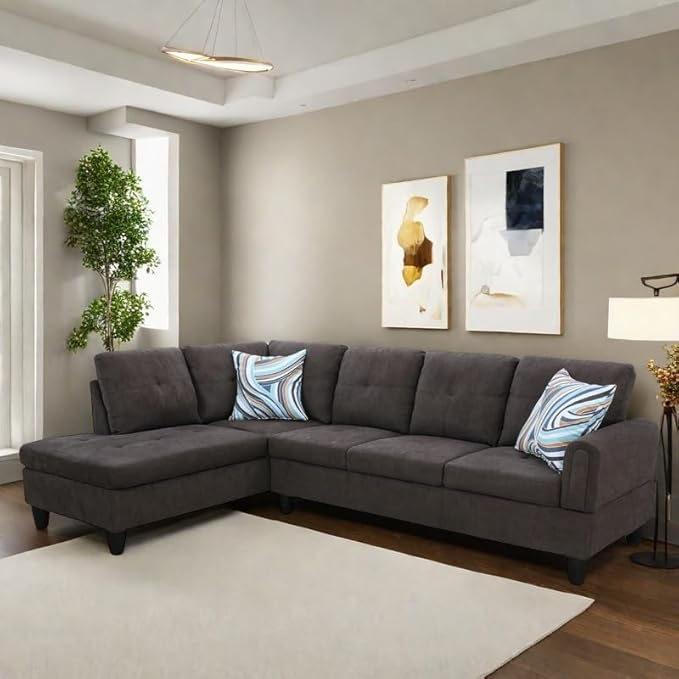 NAYSAYE Sectional Couch with Ottoman Storage, L Shaped Couch Sofa Furniture Sets, Modern Comfy Modular Comfy Sofa for Living Room Bedroom, Office and Apartment, Brown
