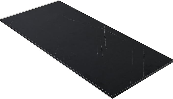 Kaboon Universal Tabletop40 x18, Solid One-Piece Melamine Table Top, Double L-Desk Floating Desk DIY, Home and Office,Cloud Atlas/Black Marble