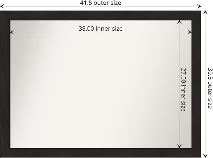 Amanti Art Brown Bathroom Mirror for Over Sink, 33x44 Furniture Espresso Rectangle Vanity Mirror, X-Large Casual Frame, Hangs Horizonally and Vertically, Bathroom Wall Decor, Non-Beveled Edge