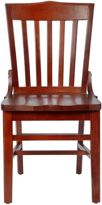 Flash Furniture Hercules Series School House Back Wood Restaurant Chair, Classic Armless Dining Chair for Restaurants/Kitchens, Mahogany Wood Finish